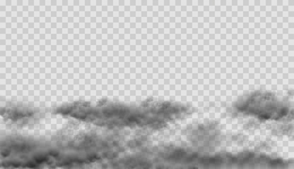 Vector illustration of black smoky clouds  on transparent background