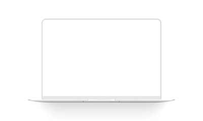 Clay laptop mockup isolated on white background. Vector illustration - obrazy, fototapety, plakaty