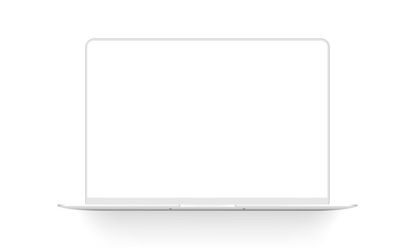 Clay laptop mockup isolated on white background. Vector illustration