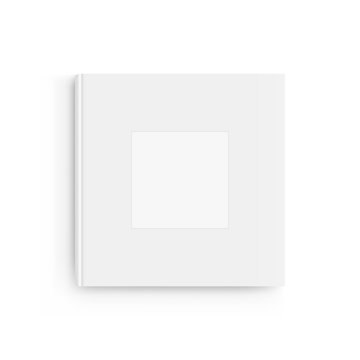 Blank photo album cover mockup isolated on white background. Vector illustration