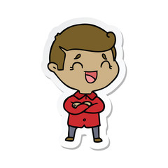 sticker of a cartoon laughing man