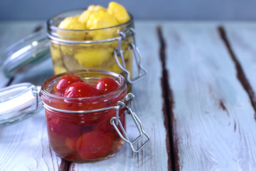 Jars of fermented vegetables.