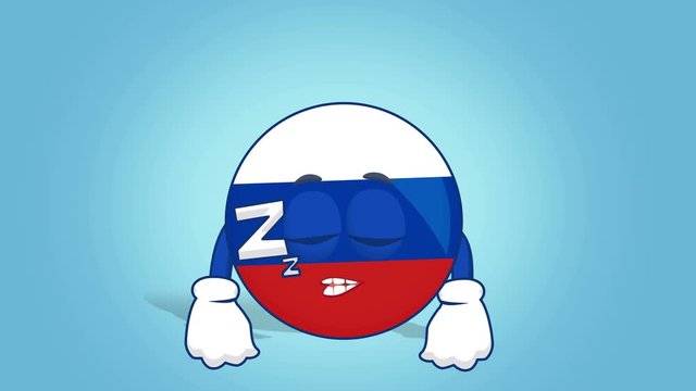 Cartoon Icon Flag Russia Sleep with Face Animation with Alpha Matte