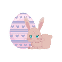 cute rabbit with egg of easter