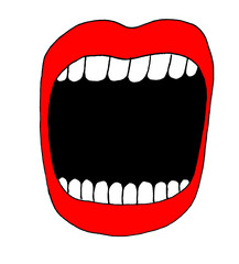 Illustration of an open mouth with lips painted red