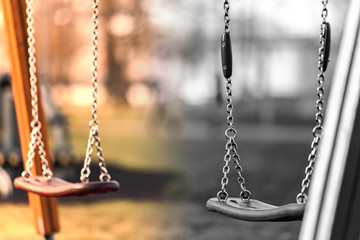 Children's chain swing on the Playground - 255158751