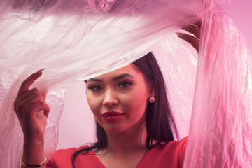 Fototapeta premium portrait of young woman with bad habits 