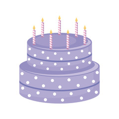 sweet cake with candles isolated icon