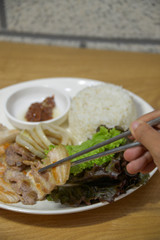 Korean barbecue rice platter side dish