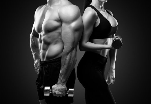 Bodybuilder couple.
