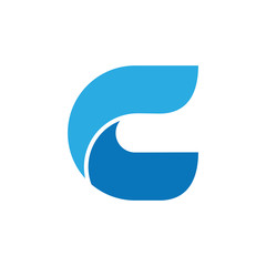 letter c curves 3d logo vector
