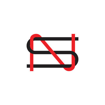 letters sn simple thin line geometric logo vector