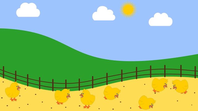 a chicken farm pecking in the bascour &ndash; animation