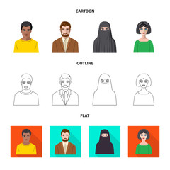 Vector illustration of hairstyle and profession  icon. Set of hairstyle and character  stock symbol for web.