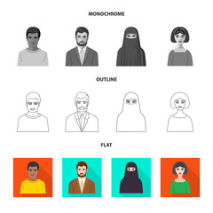 Fototapeta premium Vector design of hairstyle and profession symbol. Set of hairstyle and character stock symbol for web.