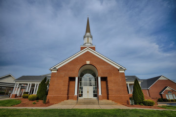 "A Big One" Large Brick Church with asjoining structures in Forest City Blue Ridge Mountains ZDS Churches and Steeples Collection