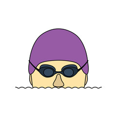 Flat design icon of Swimming man