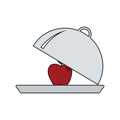 Fototapeta na wymiar Flat design icon of Apple inside cloche