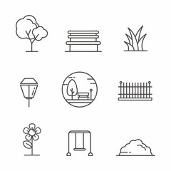 Set of park related icon line design 