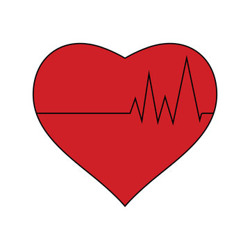 Flat design icon of Heart with cardio diagram