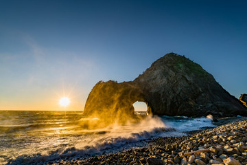 伊豆　千貫門の夕日