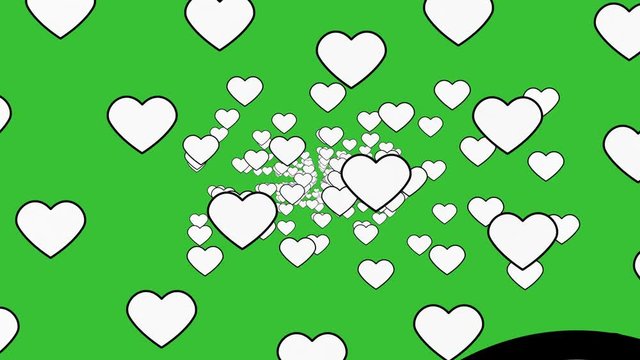 a retro vintage atmosphere flourishing with hearts under a green background - animation