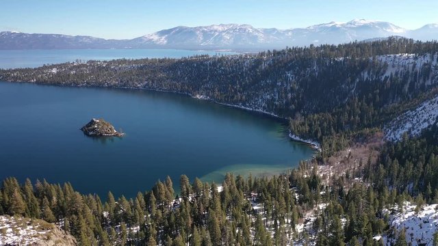 Aerial 4K Emerald Bay, Lake Tahoe, California USA Panorama
