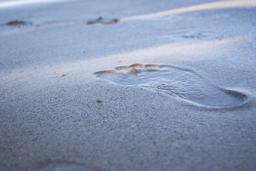 Fototapeta na wymiar Background the footprints on the floor, sand beach pictures sleep vacation at the beach
