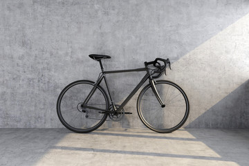 Naklejka na ściany i meble black sport bike on concrete wall background