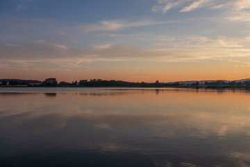 Lake in Sellin at sunset in Ruegen, Germany