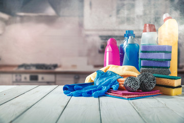 Spring cleaning and kitchen interior 