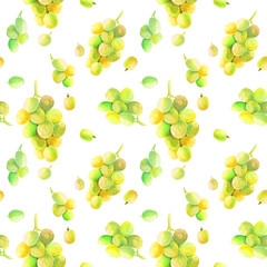 Watercolor seamless pattern with hand drawn fresh juicy fruits