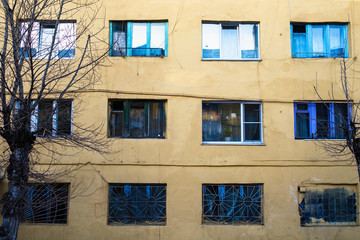 Typical residential house in Sheregesh urban locality in Mountain Shoria, Siberia - Russia.