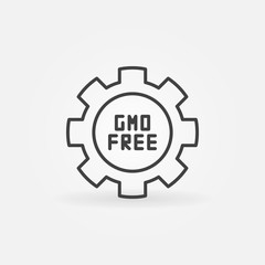 GMO Free in Gear vector concept icon or symbol in thin line style