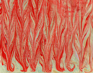 imprint ebru texture on paper red tails