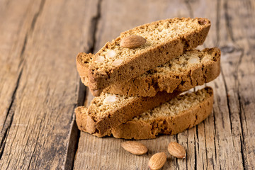 Tasty Traditional Italian Sweets Biscotti or Cantucci on Wooden Background Italian Biscotti for...