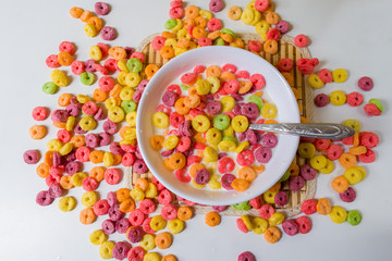 HEALTHY BREAKFAST OF COLORFUL CEREAL