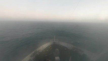 Irish ferry driving through the fog to Dublin harbour - Ireland