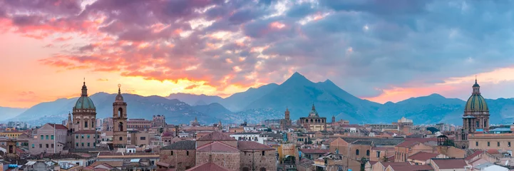 Wall murals Palermo Palermo at sunset, Sicily, Italy