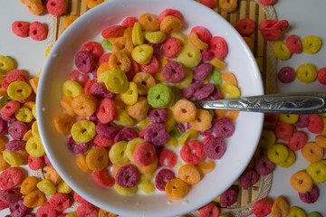 HEALTHY BREAKFAST OF COLORFUL CEREAL