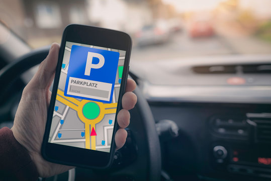 Parkplatzsuche mit Mobiltelefon App