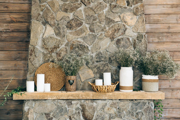 wooden country house shelf decoration