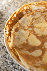 Pancakes texture on kithcen table - Flatlay top view