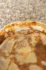 Pancakes texture on kithcen table - Flatlay top view