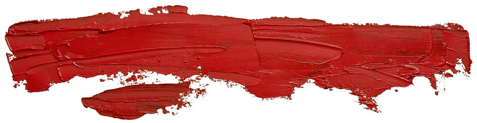 Template for your banner text - long textured red oil paint brush stroke, isolated on white...