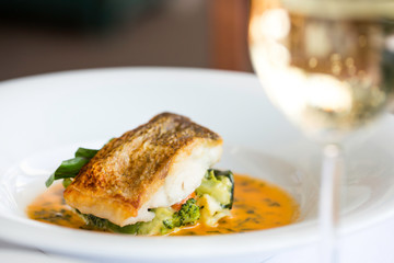 baked sea bass with vegetables