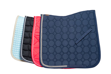 dressage colourful saddle pads  isolated on white