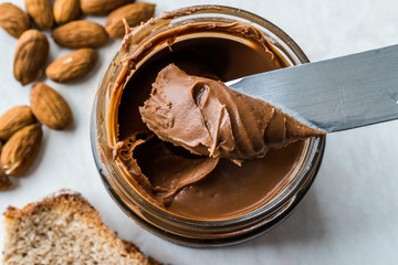 Raw Organic Almond Butter Cream in Jar.