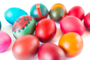 Colorful easter eggs isolated on white background