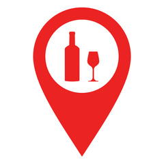 Weinglas und Kartenmarkierung